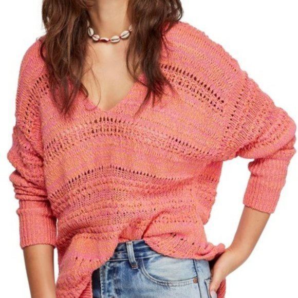 NWT Free People Hot Tropics V Neck Sweater - Picture 1 of 14
